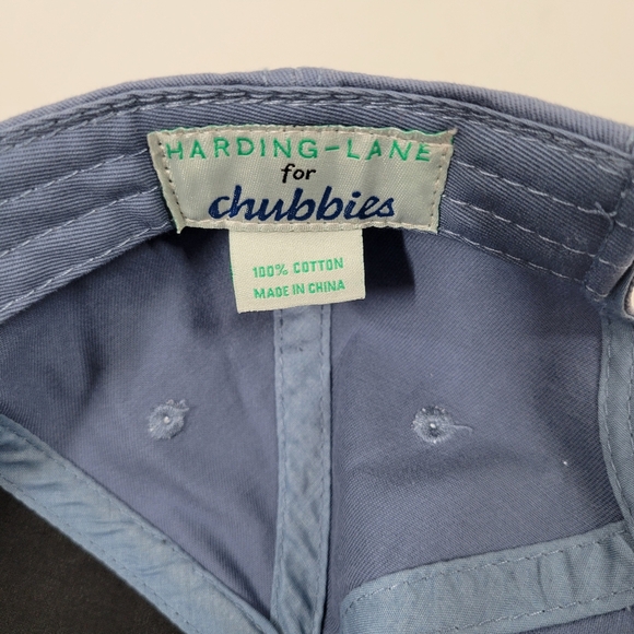 Chubbies Blue Canvas Embroidered White Logo Cotton Strapback Baseball Hat Cap - Picture 6 of 6